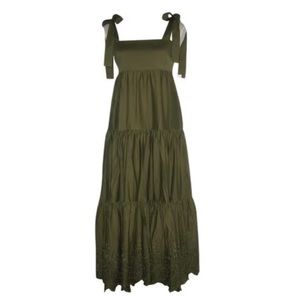 New Jason Wu Olive green tiered maxi tie up dress